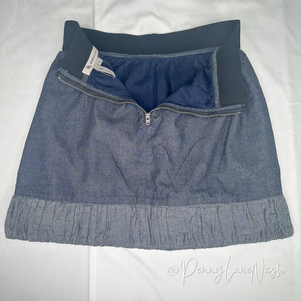 Bcbgeneration Chambray Ruffle Hem Mini Skirt Size… - image 7
